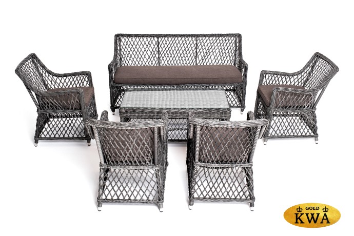 "Асти" лаунж-зона из искусственного ротанга на 6 персоны, цвет графит