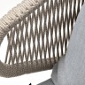 "Милан" кресло плетеное из роупа, каркас алюминий светло-серый (RAL7035) шагрень, роуп серый меланж круглый, ткань светло-серая