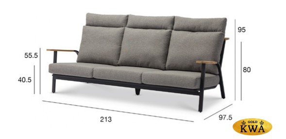 Malmo с 3-х местным диваном Комплект лаунж мебели антрацит/серый, алюминий