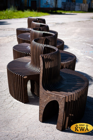 СКАМЬЯ КРУГОВАЯ параметрическая деревянная CIRCUM BANCO IV темная 2/4