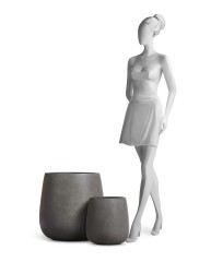 Кашпо TREEZ Effectory Beton Design-Чаша Тёмно-серый бетон в-33 см, д-31 см