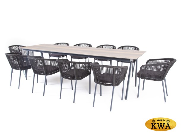 "Куба" обеденная группа на 10 персон, стол HPL "дуб", круглый роуп