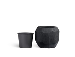 Кашпо TREEZ Effectory Anthra Design-многогранник Антрацит в-50, д-60 см