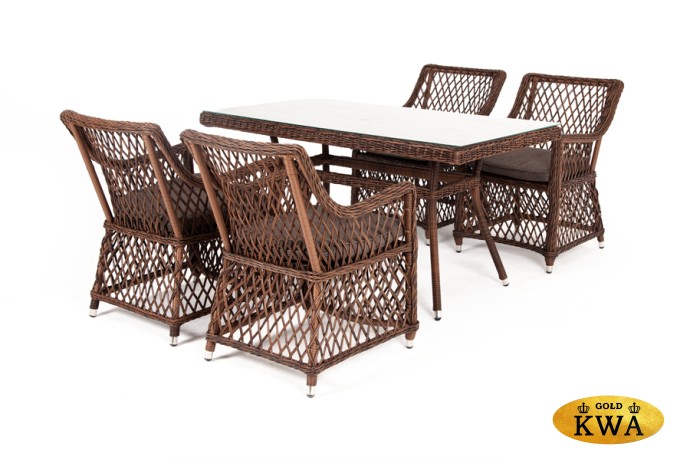 "Латте–140 L" обеденная группа плетеная, цвет коричневый