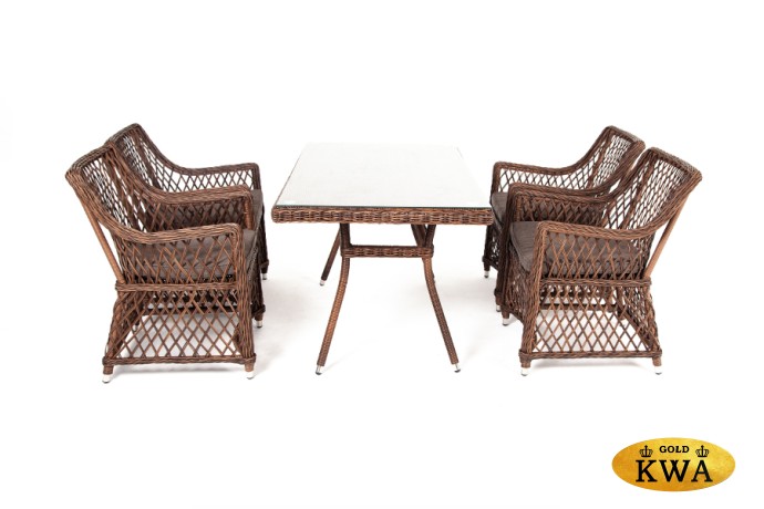 "Латте–140 L" обеденная группа плетеная, цвет коричневый