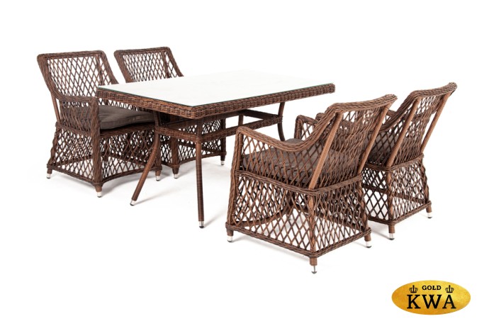 "Латте–140 L" обеденная группа плетеная, цвет коричневый