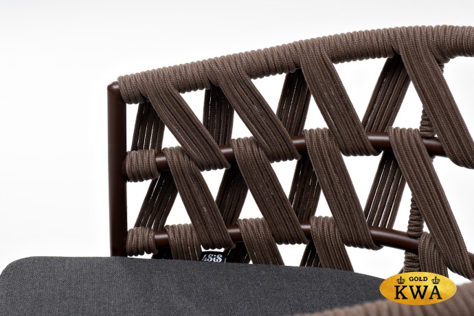 "Диего" стул плетеный из роупа, каркас из стали коричневый (RAL8016) муар, роуп коричневый круглый, ткань темно-серая 027