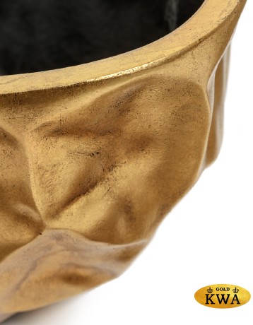 Кашпо TREEZ Effectory Metal Высокая лодка Design Crumple Сусальное золото в-26, ш-35, дл-69 см