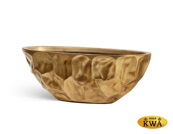 Кашпо TREEZ Effectory Metal Высокая лодка Design Crumple Сусальное золото в-26, ш-35, дл-69 см