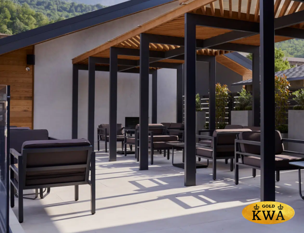 "Эстелья" кресло, каркас алюминий темно-серый (RAL7024) муар, ткань темно-серая 027