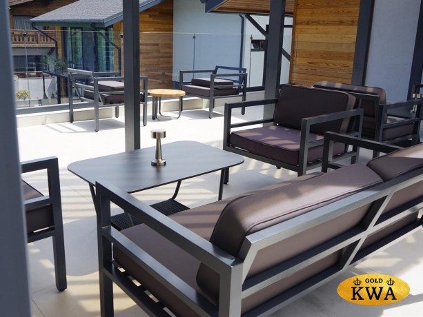 "Эстелья" кресло, каркас алюминий темно-серый (RAL7024) муар, ткань темно-серая 027