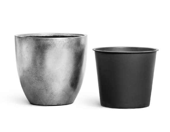 Кашпо TREEZ Effectory Metal Округлый конус Серебро в-28, д-30 см