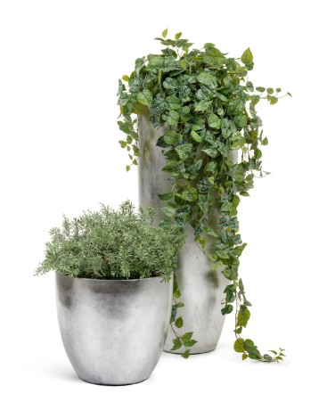 Кашпо TREEZ Effectory Metal Округлый конус Серебро в-28, д-30 см