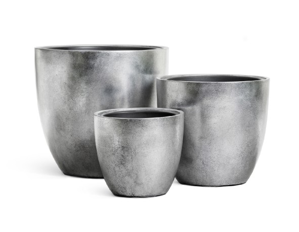 Кашпо TREEZ Effectory Metal Округлый конус Серебро в-28, д-30 см