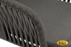 &quot;Бордо&quot; стул плетеный из роупа, каркас алюминий темно-серый (RAL7024) муар, роуп серый 15мм, ткань серая 017