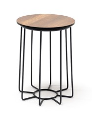 &quot;Эквадор&quot; журнальный стол из HPL круглый Ø40 H55, каркас из алюминия темно-серый (RAL 7024) муар, цвет столешницы &quot;дуб&quot;