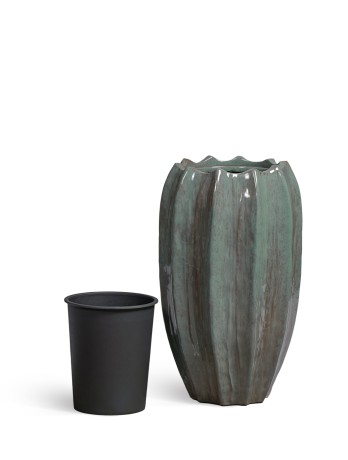 Кашпо TREEZ Effectory Cerama кашпо-ваза изумрудный лак в-67 см 1/1