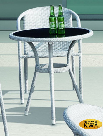 Плетеный стол LOTUS круглый светло-серый