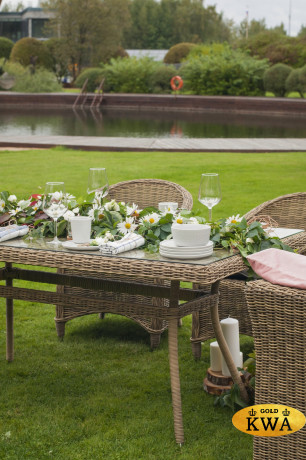 Латте плетеный стол из искусственного ротанга, цвет соломенный 160х90см