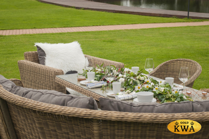 Латте плетеный стол из искусственного ротанга, цвет соломенный 160х90см