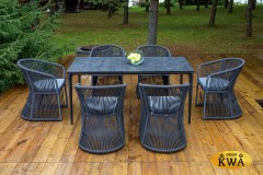 &quot;Романо&quot; обеденная группа на 6 персон, каркас темно-серый, роуп темно-серый