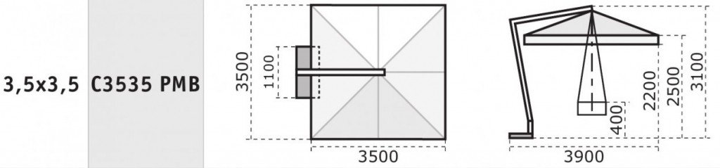 Зонт профессиональный 3.5х3.5 м