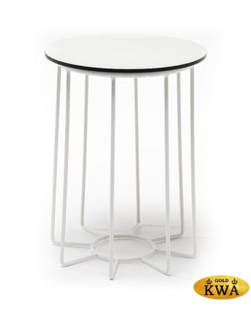 "Эквадор" журнальный стол из HPL круглый Ø40 H55, каркас из алюминия белый, цвет столешницы "молочный"