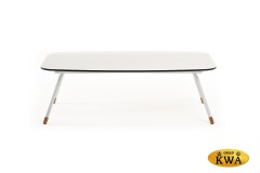 "Верона" журнальный стол из HPL 120х65, H40, каркас белый муар, цвет столешницы "молочный"