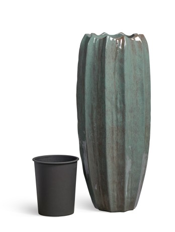 Кашпо TREEZ Effectory Aura Высокая Кашпо-ваза Изумрудный лак д-43 см, в-100 см 1/1