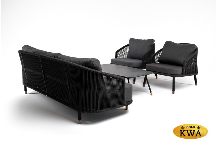 "Верона" лаунж-зона 5-местная плетеная из роупа (веревки), каркас алюминиевый темно-серый, роуп темно-серый