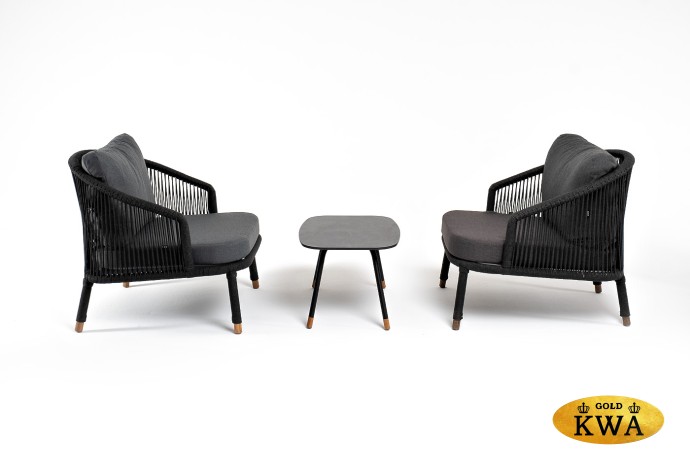 "Верона" лаунж-зона 5-местная плетеная из роупа (веревки), каркас алюминиевый темно-серый, роуп темно-серый