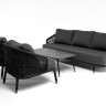 "Верона" лаунж-зона 5-местная плетеная из роупа (веревки), каркас алюминиевый темно-серый, роуп темно-серый