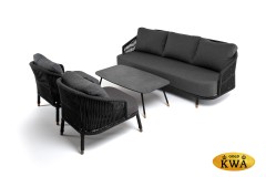 &quot;Верона&quot; лаунж-зона 5-местная плетеная из роупа (веревки), каркас алюминиевый темно-серый, роуп темно-серый