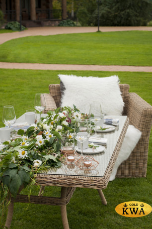 "Латте" плетеный стол из искусственного ротанга 200х90см, цвет соломенный