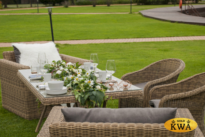 "Латте" плетеный стол из искусственного ротанга 200х90см, цвет соломенный