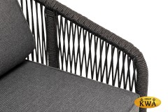 &quot;Канны&quot; кресло плетеное из роупа, основание дуб, роуп темно-серый круглый, ткань темно-серая