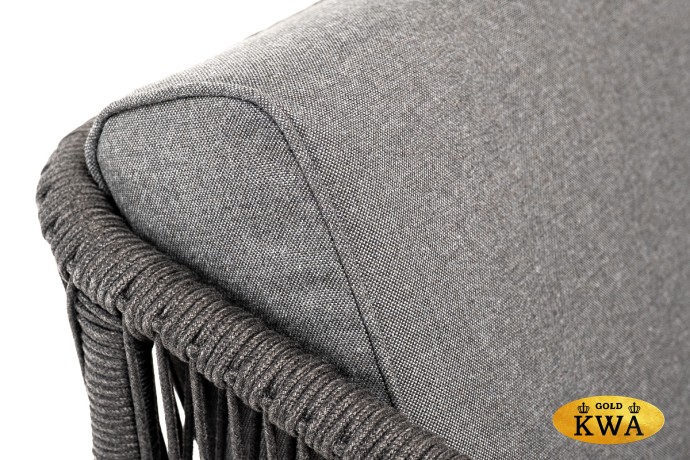 "Канны" кресло плетеное из роупа, основание дуб, роуп темно-серый круглый, ткань темно-серая