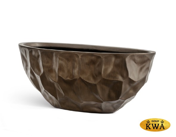 Кашпо TREEZ Effectory Metal Высокая лодка Design Crumple Чернёная бронза в-20, ш-27, дл-55 см