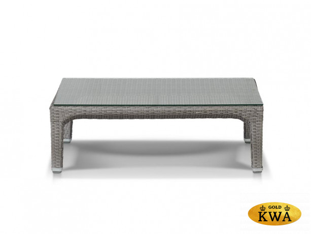 Лабро кофейный столик из искусственного ротанга со стеклянной столешницей, цвет серый