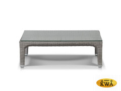 Лабро кофейный столик из искусственного ротанга со стеклянной столешницей, цвет серый