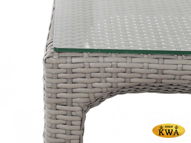 Лабро кофейный столик из искусственного ротанга со стеклянной столешницей, цвет серый