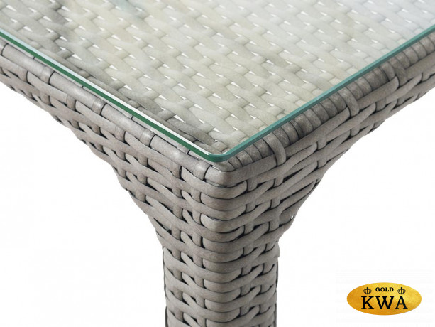 Лабро кофейный столик из искусственного ротанга со стеклянной столешницей, цвет серый