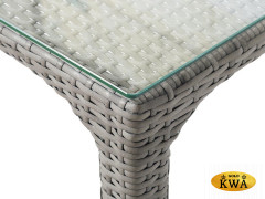 Лабро кофейный столик из искусственного ротанга со стеклянной столешницей, цвет серый