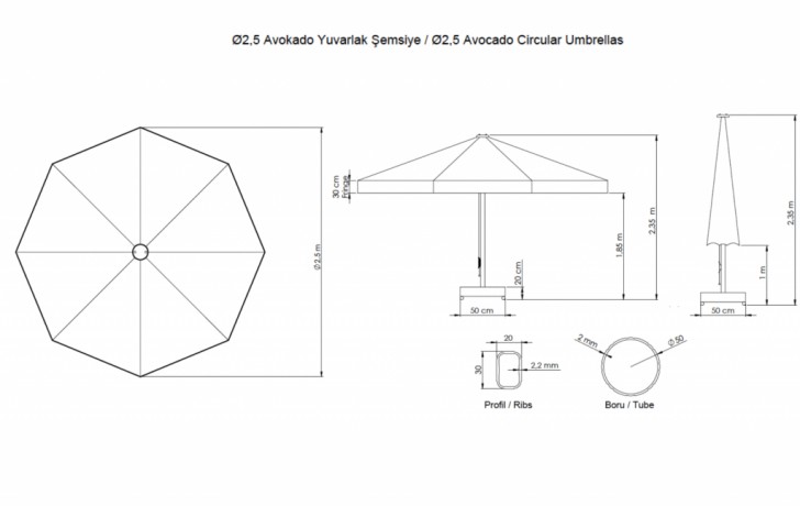 Зонт профессиональный Ø2.5 м