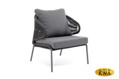 &quot;Милан&quot; кресло плетеное из роупа, каркас алюминий темно-серый (RAL7024), роуп темно-серый круглый, ткань темно-серая