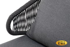 &quot;Милан&quot; кресло плетеное из роупа, каркас алюминий темно-серый (RAL7024), роуп темно-серый круглый, ткань темно-серая