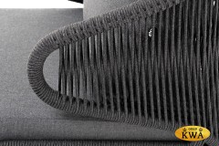 &quot;Милан&quot; кресло плетеное из роупа, каркас алюминий темно-серый (RAL7024), роуп темно-серый круглый, ткань темно-серая