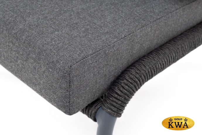 "Милан" кресло плетеное из роупа, каркас алюминий темно-серый (RAL7024), роуп темно-серый круглый, ткань темно-серая