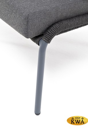 "Милан" кресло плетеное из роупа, каркас алюминий темно-серый (RAL7024), роуп темно-серый круглый, ткань темно-серая