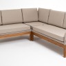 "Канны" диван модульный плетеный из роупа, основание дуб, роуп бежевый круглый, ткань бежевая 035